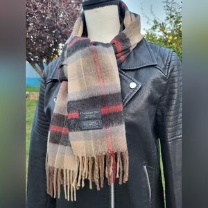 Dior Unisex Plaid Scarf - Brown and Red